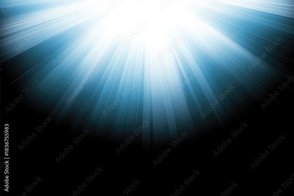 Obraz premium blue light rays and sun beams with glowing flare effects on dark isolated background for dynamic design