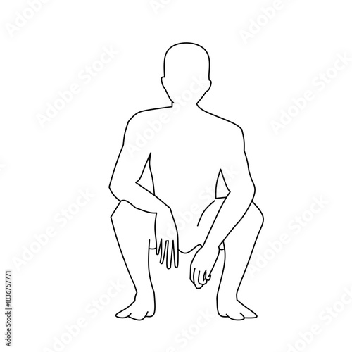 Crouching Silhouette in Line Art for Figure Reference