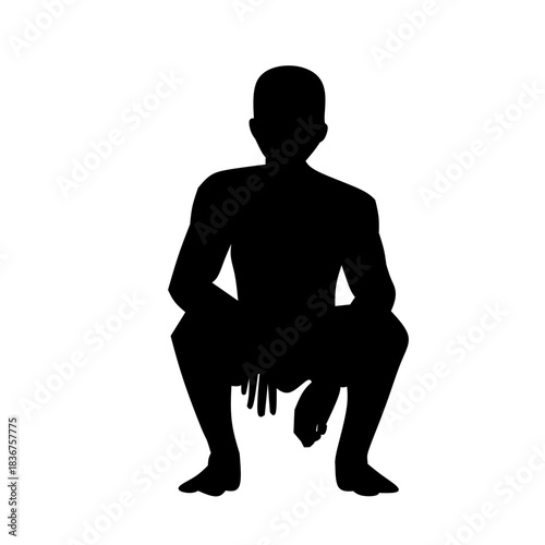 Crouching Human Silhouette in Vector Art for Pose Reference