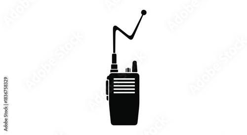 Silhouette of a classic portable radio with an extendable antenna