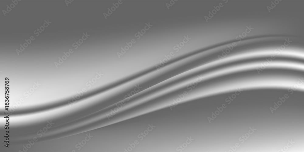 Obraz premium Silver foil background with a metallic mirror texture. Chrome gradient surface with a slight sheen. Gray aluminum sheet with reflections. Abstract cool background of platinum and titanium. Vector