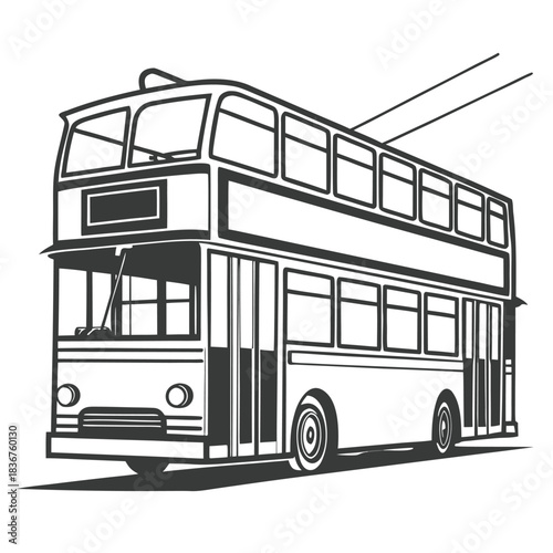 black and white double decker bus clip art preview