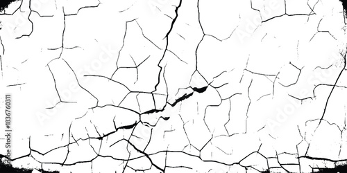 Texture soil dry crack background pattern. black and white vintage of cracked concrete scribble effect Vector design.