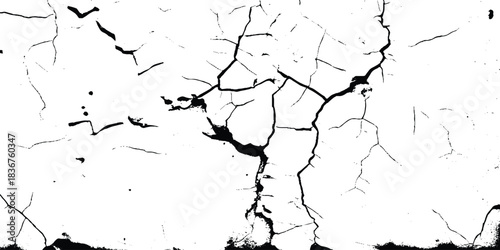 Cracked ground, ground distress texture, damage texture. old wall background crack vector, grunge texture.