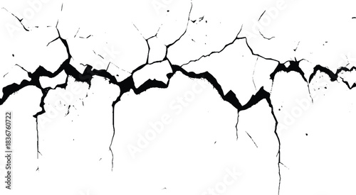 Vector and clip art pattern with many cracks and scratches. Cracked barren desert earth on background banner caused by drought from global warming.