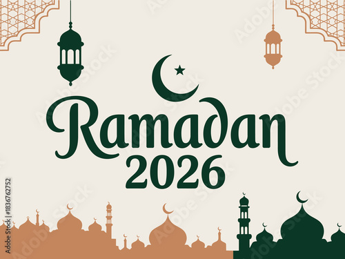Ramadan 2026 modern text effect Islamic vector editable graphic design