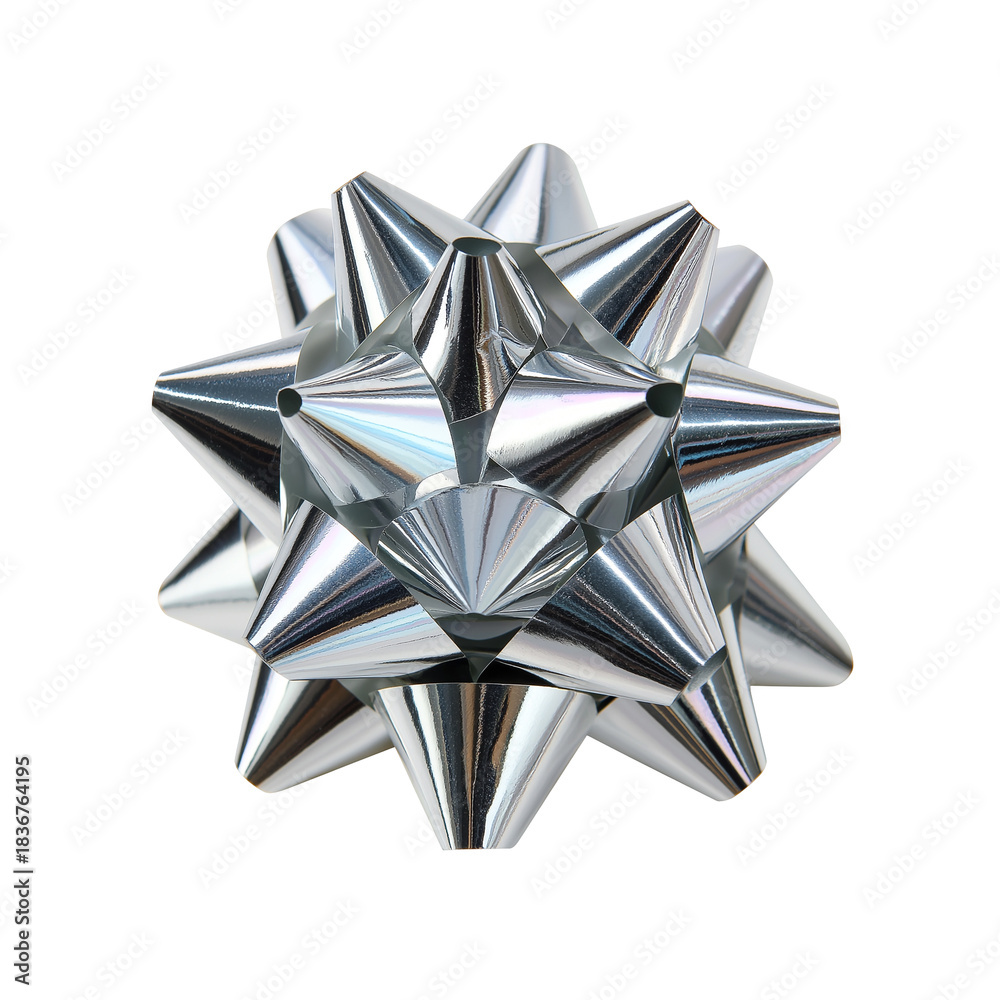 Obraz premium Isolated Silver Gift Bow with Transparent Background