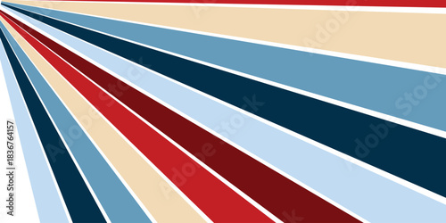 Retro style diagonal stripes pattern in red blue and beige colors with a vintage feel