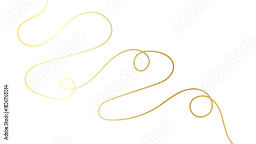 Sleek gold stroke, subtle golden ribbon isolated on white background. Minimalist luxurious design features smooth curves and gradient effects fine golden strokes. vector illustration