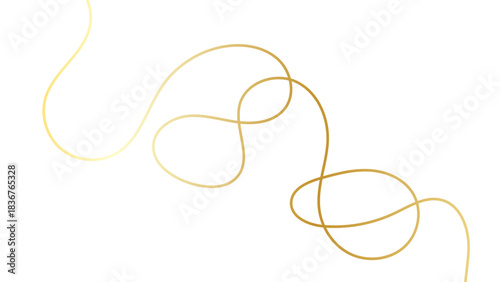 Sleek gold stroke, subtle golden ribbon isolated on white background. Minimalist luxurious design features smooth curves and gradient effects fine golden strokes. vector illustration