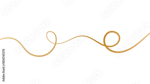Sleek gold stroke, subtle golden ribbon isolated on white background. Minimalist luxurious design features smooth curves and gradient effects fine golden strokes. vector illustration