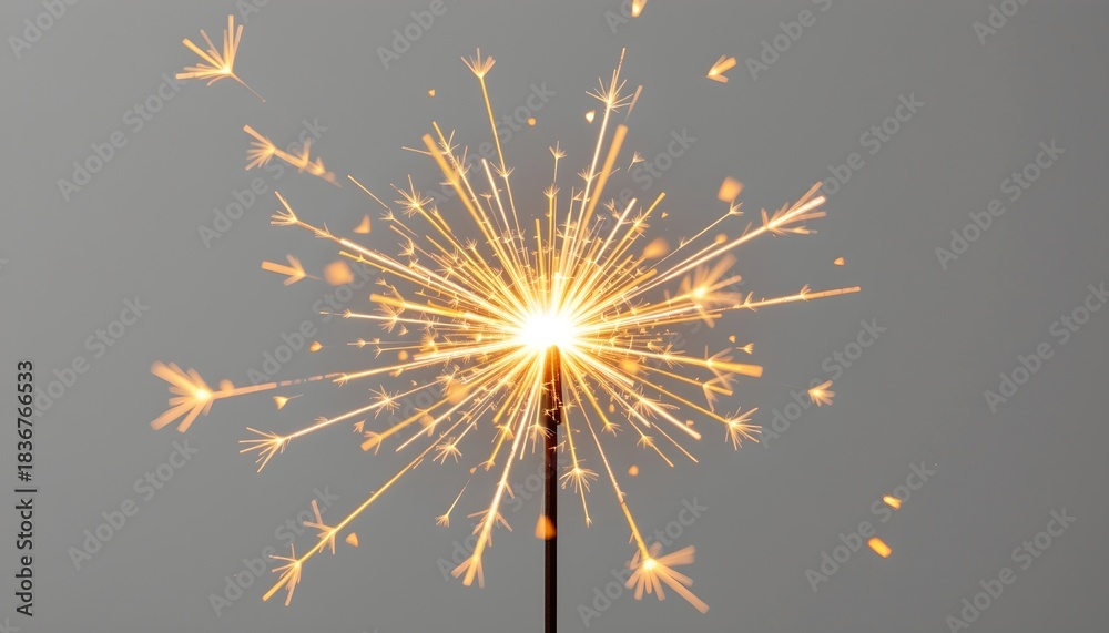 Obraz premium Golden Sparkler Burst Against White