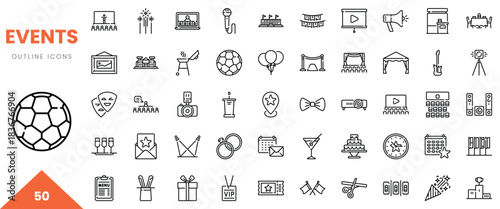 A collection of outline icons representing various event themes and activities.
