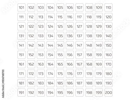 正方形を使った数字のデザイン 101~200
