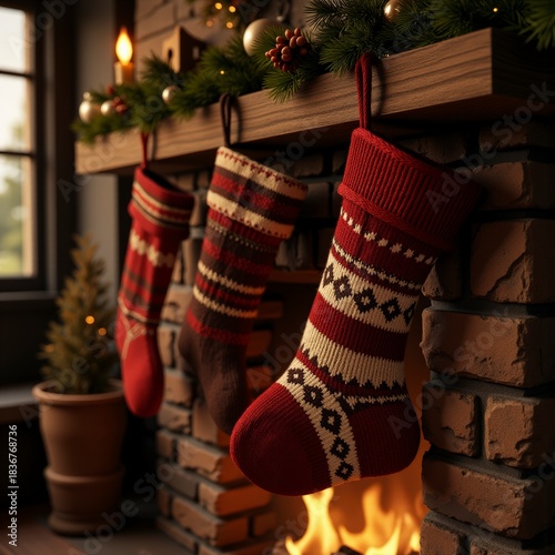 calcetines, media, navida, vacaciones, regalo, decoraciones, bota navideña, calcetin navideño, actualidad, de invierno, celebraciones, papá noel, rojo, bota, colgado, adorno, tradiciones, árbol