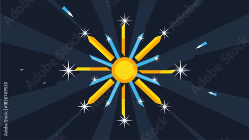 WINTER SOLSTICE ABSTRACT GEOMETRIC SUNBURST