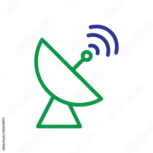 Modern Satellite Dish Antenna with Wireless Signal Waves Icon Vector Illustration