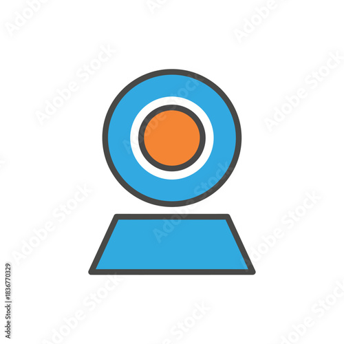webcam icon visual representation of video call capturing online communication on a stand suitable for tech tutorials and app design assets.