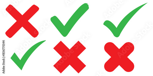 Hand drawing green tick mark icon on white background. Digital hand drawing check mark vector set. Creative vector tick mark icon set.