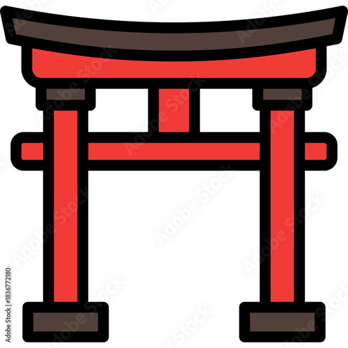 Torii Gate Icon in Filled Line Style