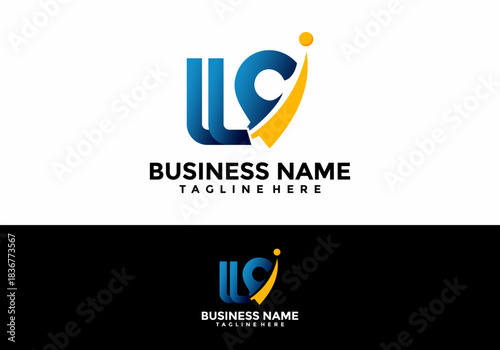 Initial ILC or LLC Logo with Rocket Growth Icon
