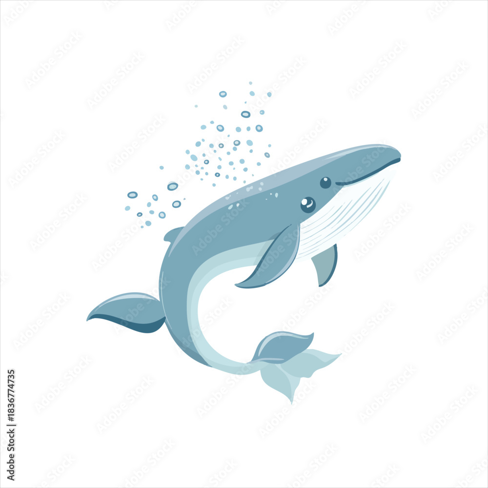 Fototapeta premium Cute whale illustration in a playful pose