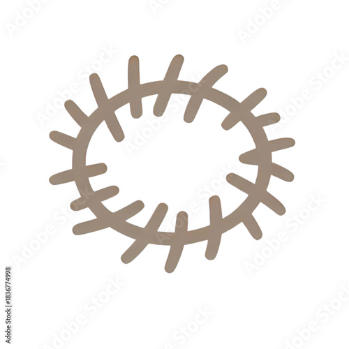 Abstract Minimalist Circular Design with Jagged Edges, Graphic Element