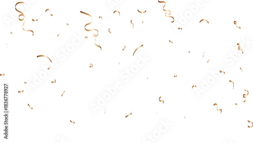 Celebration background, gold confetti border, party banner. Decorative vector illustration border with falling shiny gold confetti on the sides isolated on white background