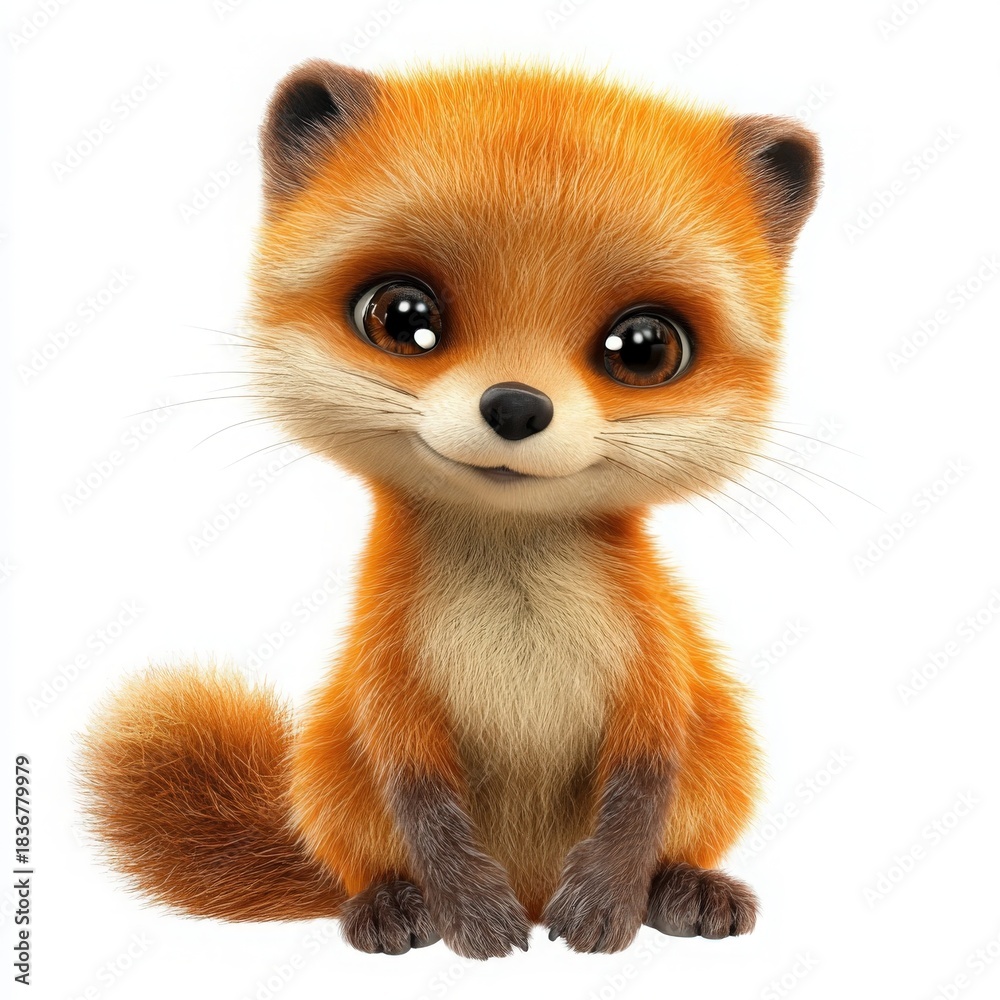Obraz premium Adorable baby fox with expressive eyes and fluffy fur looking directly at you, perfect for children's books, heartwarming stories, and animal-themed campaigns