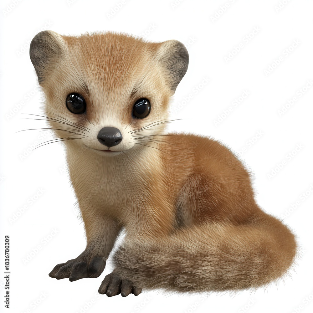 Obraz premium Adorable cartoon meerkat with big eyes and fluffy fur, perfect for children's books, animated movies, and heartwarming animal content, irresistible cuteness