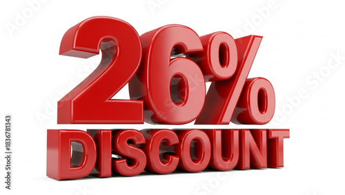 26 Percent Discount 3D Render