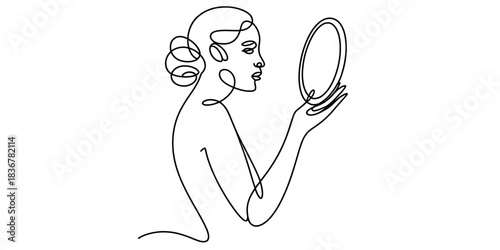 Single continuous line drawing of a piggy bank with a dollar coin on top, representing financial savings and investment concepts, isolated on white. Vector, illustration