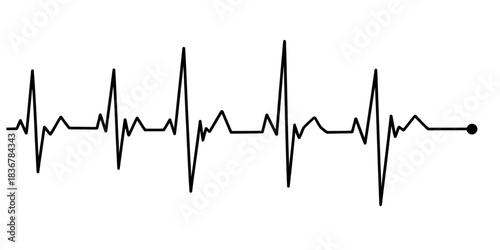 Electrocardiogram ecg or ekg waveform showing heart rhythm, isolated on continuous one line art of vector illustration