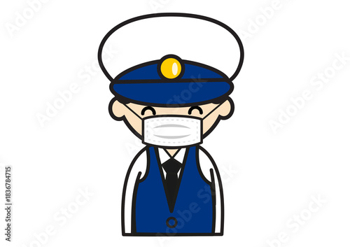 マスクをする男性タクシードライバーのイラスト