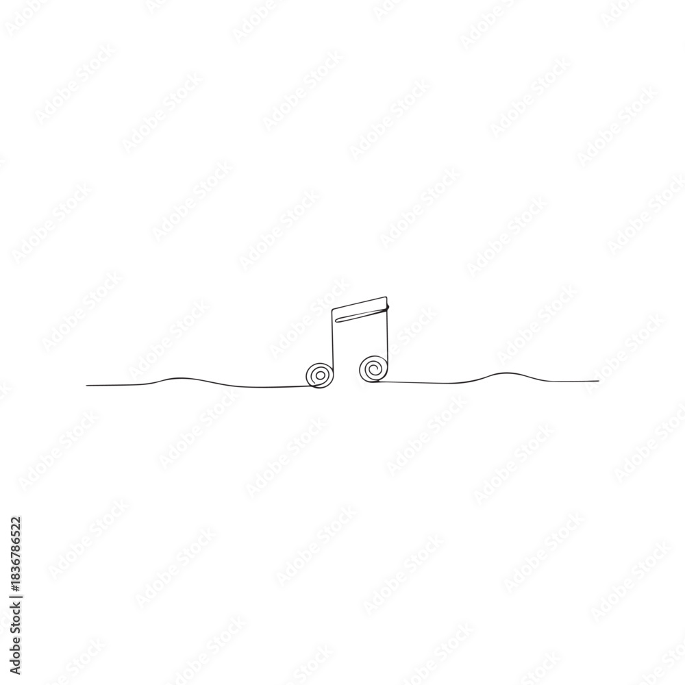 Fototapeta premium Continuous one line drawing of musical notes. Minimalist black and white vector illustration. Simple sound and melody symbol.