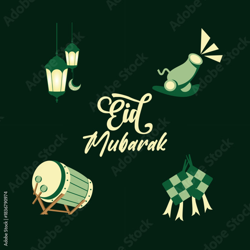 islamic icons set of vector design