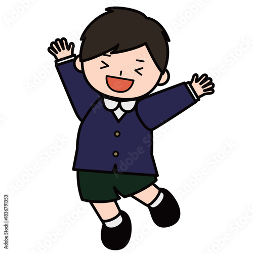 大喜びで跳ねる男の子