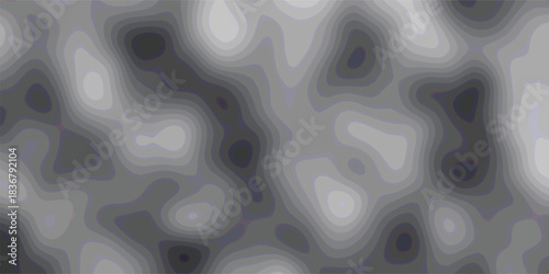 Abstract topographic map pattern displaying contour lines in grayscale shades of grey