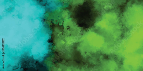 Abstract watercolor background in vibrant shades of green and blue for creative designs