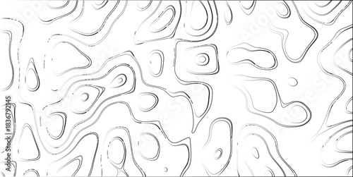 Grayscale abstract topographic map style pattern with textured contour lines creating a sophisticated and artistic visual for backgrounds and design