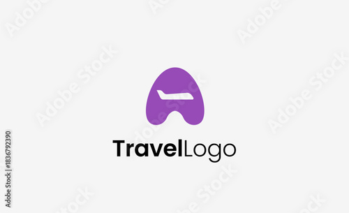 Travel Logo Airplane icon and Letter A, Travel agency illustration modern and minimalist concept.