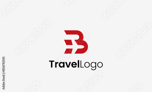 Travel Logo Airplane icon and Letter B, Travel agency illustration modern and minimalist concept.