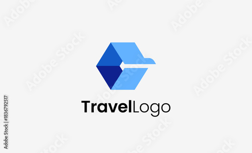 Travel Logo Airplane icon and Letter C, Travel agency illustration modern and minimalist concept.