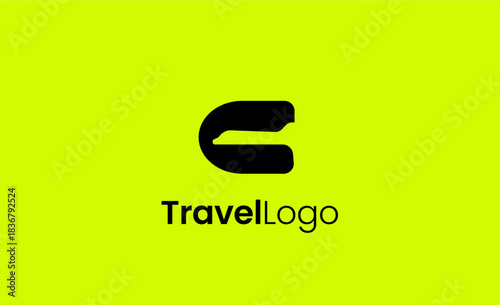 Travel Logo Airplane icon and Letter C, Travel agency illustration modern and minimalist concept.