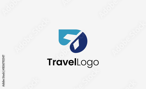 Travel Logo Airplane icon and Letter D, Travel agency illustration modern and minimalist concept.