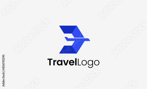 Travel Logo Airplane icon and Letter D, Travel agency illustration modern and minimalist concept.