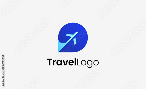 Travel Logo Airplane icon and Letter D, Travel agency illustration modern and minimalist concept.