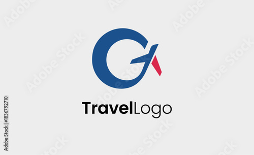 Travel Logo Airplane icon and Letter G, Travel agency illustration modern and minimalist concept.