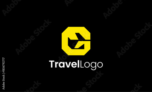 Travel Logo Airplane icon and Letter G, Travel agency illustration modern and minimalist concept.