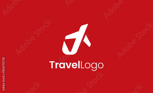 Travel Logo Airplane icon and Letter J, Travel agency illustration modern and minimalist concept.